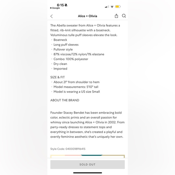 Alice + Olivia Abella Puff Sleeve Top - Picture 6 of 6